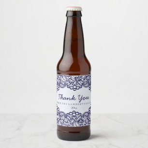 Étiquette Pour Bouteilles De Bière Jolie dentelle de campagne bleue