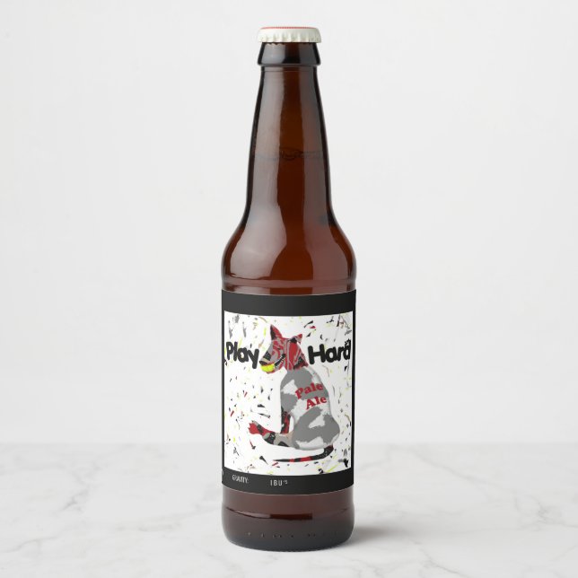 Étiquette Pour Bouteilles De Bière Jouer dur, nom et style (Devant)