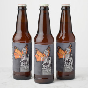 Étiquette Pour Bouteilles De Bière Journée personnalisée du squelette d'Halloween mor
