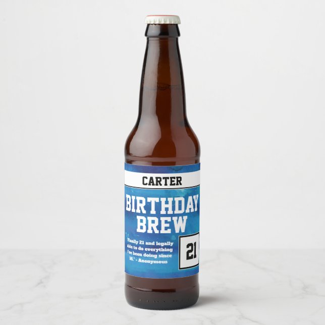 Étiquette Pour Bouteilles De Bière Joyeux 21e anniversaire brasse (Devant)
