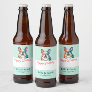 Étiquette Pour Bouteilles De Bière Joyeux Anniversaire Bouledogue Français 