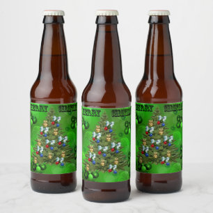 Étiquette Pour Bouteilles De Bière Joyeux Bowles De Pelouse Noël,