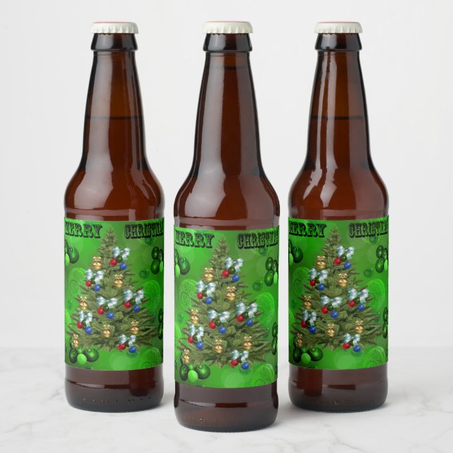 Étiquette Pour Bouteilles De Bière Joyeux Bowles De Pelouse Noël, (Bouteilles)