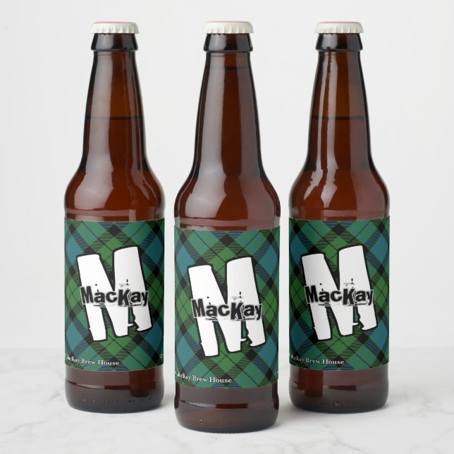 Étiquette Pour Bouteilles De Bière Joyeux écossais Clan MacKay Ancient Tartan Monogra (Bouteilles)