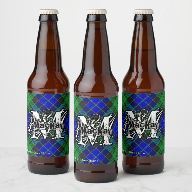 Étiquette Pour Bouteilles De Bière Joyeux écossais Clan MacKay Tartan Monogramme (Bouteilles)