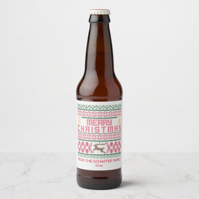 Étiquette Pour Bouteilles De Bière Joyeux Noël, style en plan (Devant)