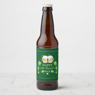 Étiquette Pour Bouteilles De Bière Joyeux St. Patricks Day Bière et Clovers