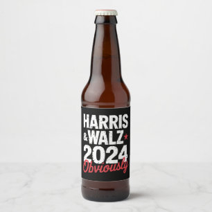 Étiquette Pour Bouteilles De Bière Kamala Walz Évidemment 2024 Harris Waltz 2024