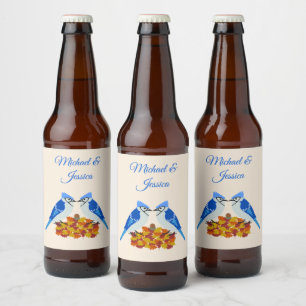 Étiquette Pour Bouteilles De Bière Kissing Blue Jays Mariage de automne personnalisé