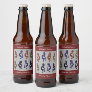 Étiquette Pour Bouteilles De Bière Kokopelli Groupe de Flûtes Jouant Figurines Beer B