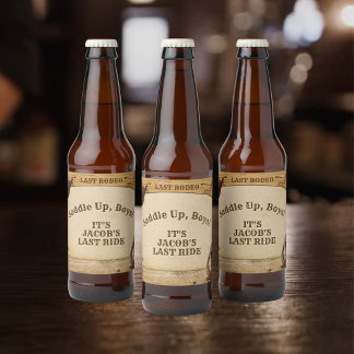 Étiquette Pour Bouteilles De Bière La Dernière Selle de Rodéo du Marié, les Garçons s