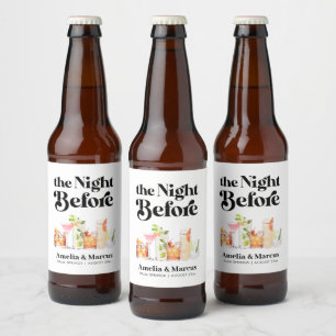 Étiquette Pour Bouteilles De Bière La Nuit Avant le Dîner de Répétition du Couple Rét