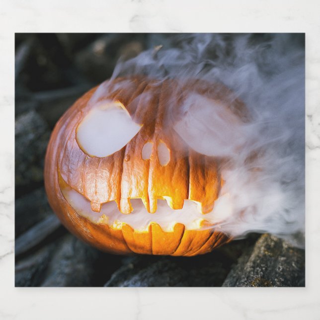 Étiquette Pour Bouteilles De Bière La tête Jack-o-Lantern d'un cavalier sans tête (Étiquettes simples)