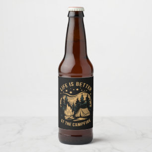Étiquette Pour Bouteilles De Bière La vie est meilleure au camping-car Campfire Campi