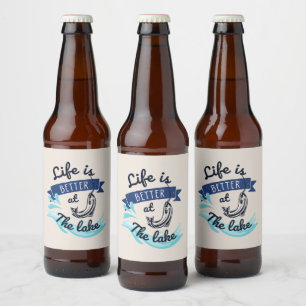 Étiquette Pour Bouteilles De Bière La vie est meilleure au lac Funny