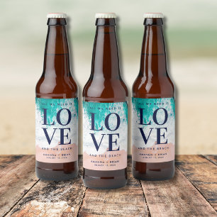 Étiquette Pour Bouteilles De Bière L'amour et le Mariage de la plage