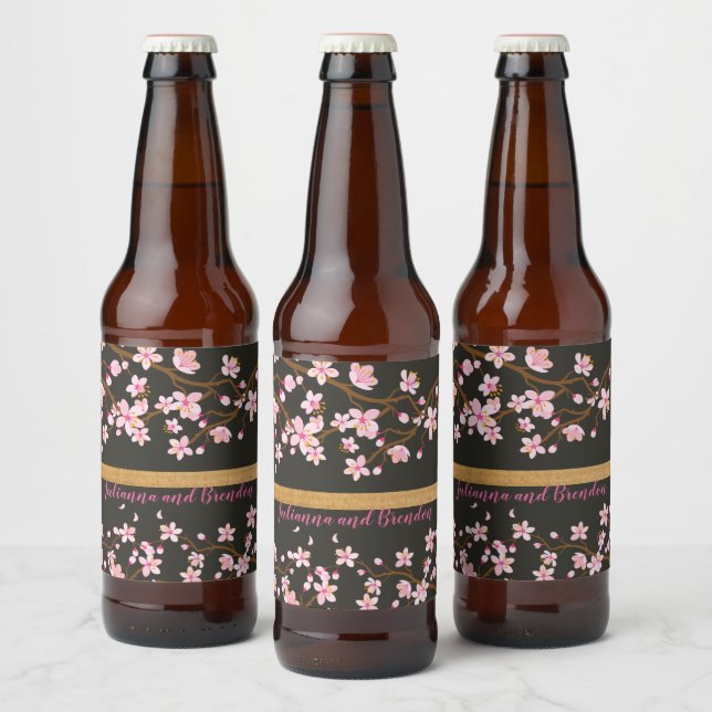 Étiquette Pour Bouteilles De Bière L'amour fleurit la fleur des cerisiers (Bouteilles)