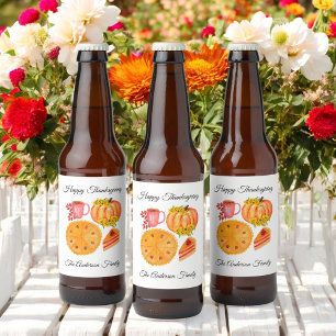 Étiquette Pour Bouteilles De Bière Latte d'épices Citrouille de Thanksgiving