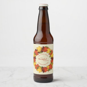 Étiquette Pour Bouteilles De Bière L'automne quitte Thanksgiving Wreath