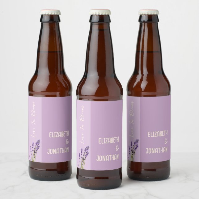 Étiquette Pour Bouteilles De Bière Lavender Love Mariage (Bouteilles)