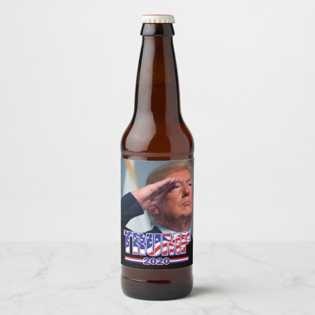 Étiquette Pour Bouteilles De Bière Le président Trump salue - Trump 2020 (Devant)