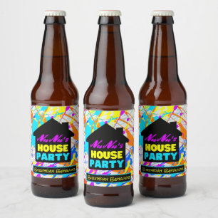 Étiquette Pour Bouteilles De Bière Le thème rétro Hip hop des années 90 House Party c
