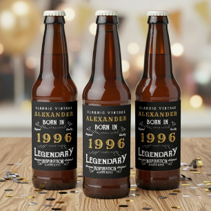 Étiquette Pour Bouteilles De Bière Légende 30e anniversaire Né 1996 Vintage Noir