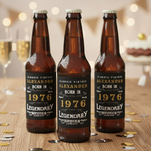 Étiquette Pour Bouteilles De Bière Légende 50e anniversaire Né 1976 Vintage Noir