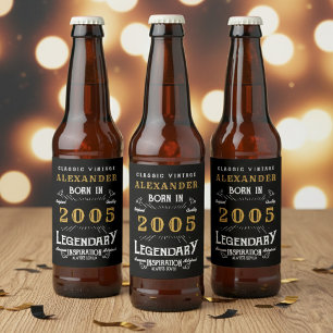 Étiquette Pour Bouteilles De Bière Légende d'anniversaire 21 ans Né en 2005 Vintage N