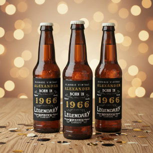 Étiquette Pour Bouteilles De Bière Légende de 60 ans née en 1966 Vintage Noir