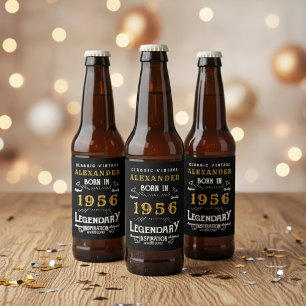 Étiquette Pour Bouteilles De Bière Légende de 70 ans née en 1956 Vintage Noir