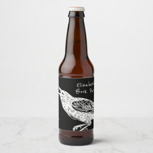 Étiquette Pour Bouteilles De Bière Levé À La Main, Corbeau