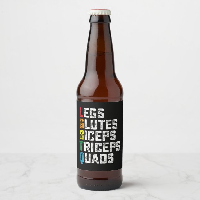 Étiquette Pour Bouteilles De Bière LGBTQ Legs Glutes Biceps Triceps Quads Gym amusant (Devant)