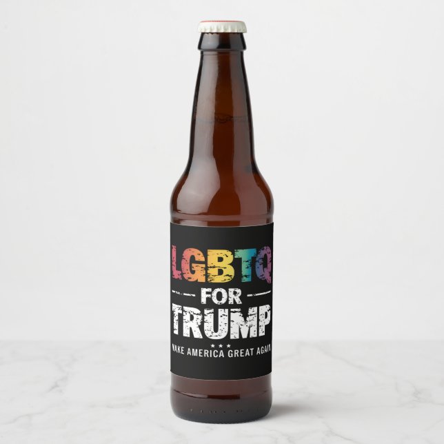 ÉTIQUETTE POUR BOUTEILLES DE BIÈRE LGBTQ POUR TRUMP GAY LESBIAN POUR TRUMP 2024 (Devant)