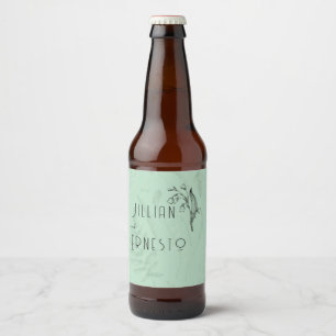 Étiquette Pour Bouteilles De Bière Lily de Vallée avec des fougères Vert doux
