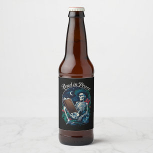 Étiquette Pour Bouteilles De Bière Lire en paix squelette amateur de livre bibliophil