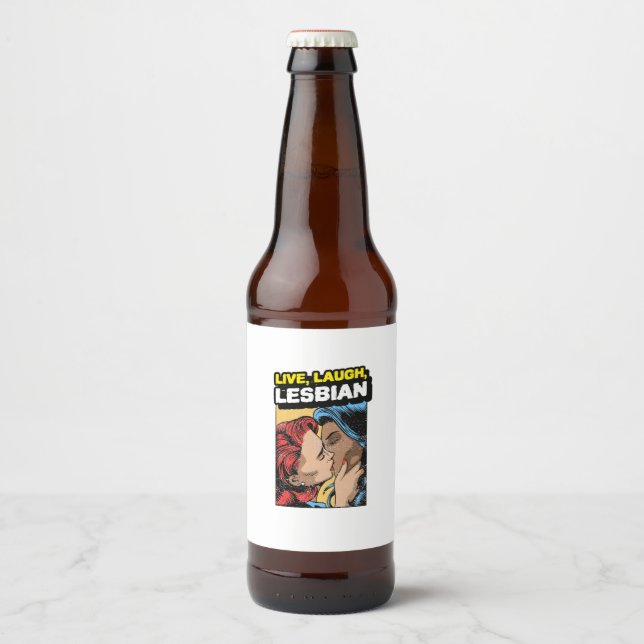 Étiquette Pour Bouteilles De Bière Live Laugh Lesbian (Devant)