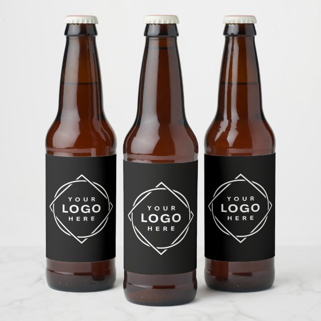 Étiquette Pour Bouteilles De Bière Logo de code QR noir | Entreprise moderne et éléga (Bouteilles)