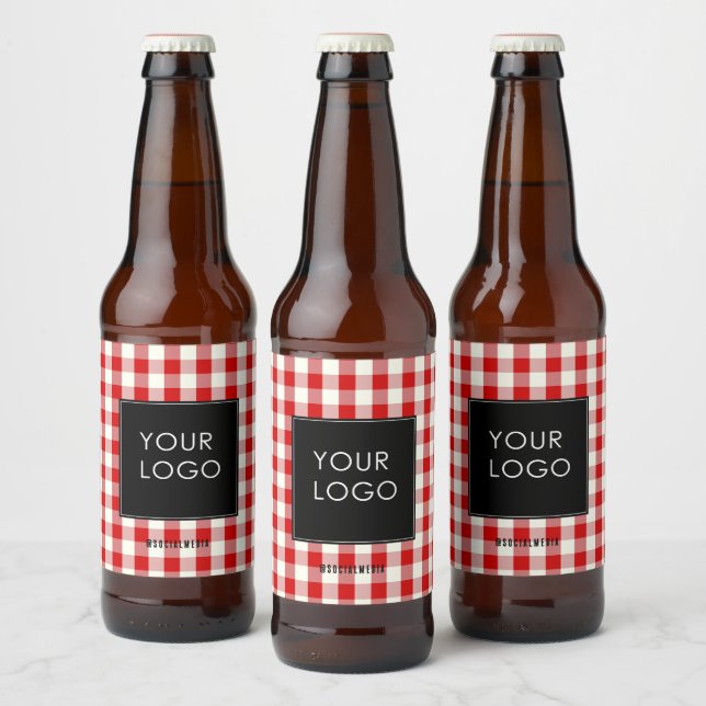 Étiquette Pour Bouteilles De Bière Logo de l'entreprise Gingham sur les médias sociau (Bouteilles)