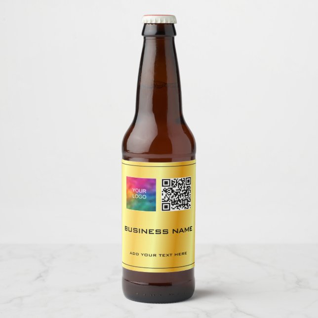Étiquette Pour Bouteilles De Bière Logo d'entreprise personnalisé Code QR ici (Devant)