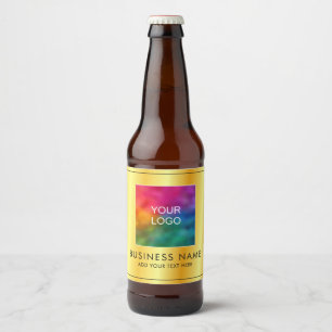 Étiquette Pour Bouteilles De Bière Logo d'entreprise personnalisé ici moderne faux or
