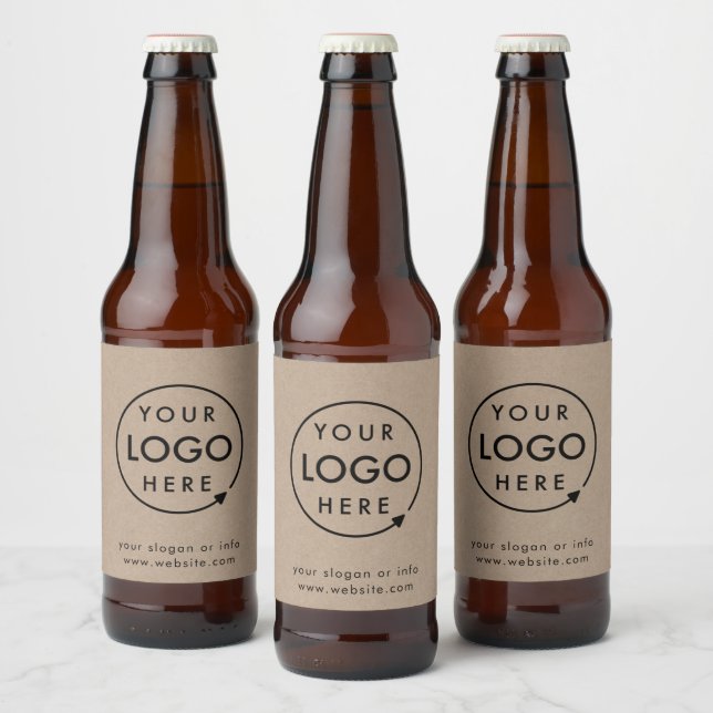 Étiquette Pour Bouteilles De Bière Logo Rustique Kraft | Entreprise moderne (Bouteilles)
