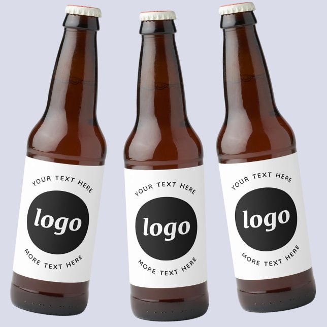 Étiquette Pour Bouteilles De Bière Logo Simple Avec Texte Professionnel Promotionnel (Custom logo with text business promotional beer bottle label)