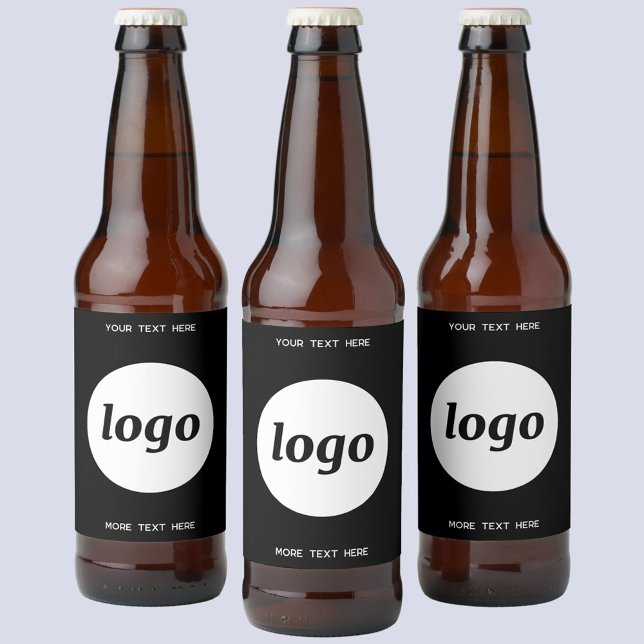 Étiquette Pour Bouteilles De Bière Logo Simple Avec Texte Professionnel Promotionnel (Simple logo with custom text business branding promotional bottle label)