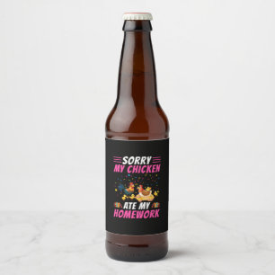 Étiquette Pour Bouteilles De Bière Louvain de poulet   Mon poulet a mangé mes devoirs