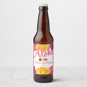 Étiquette Pour Bouteilles De Bière Luau hawaïen, floral