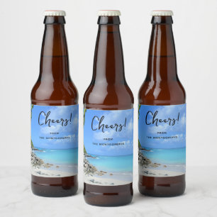 Étiquette Pour Bouteilles De Bière Magnifique Plage Tropicale Turquoise qui Fait Chan