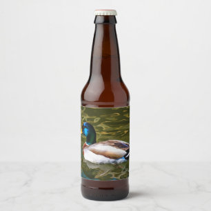 Étiquette Pour Bouteilles De Bière Mallard Duck Portrait Artistique