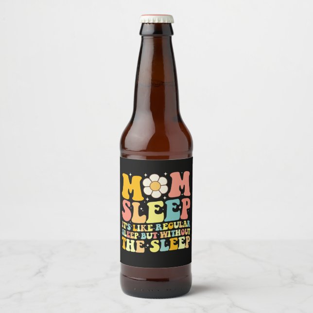 Étiquette Pour Bouteilles De Bière Maman Dormir Drôle Fête des Mères Super Retro (Devant)