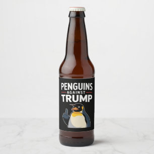 Étiquette Pour Bouteilles De Bière Manchots Palmes en l'air Résistent aux Manchots Co
